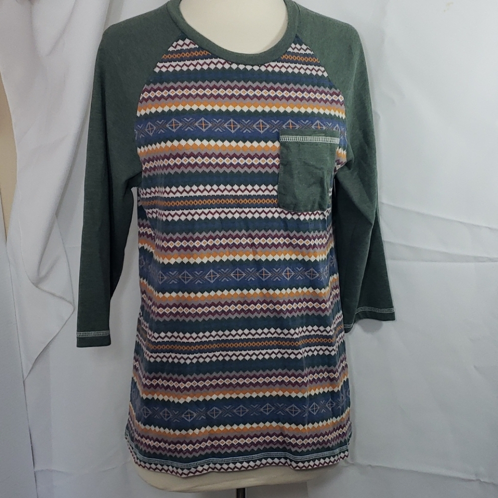 ASOS 3/4 Sleeve Multi-colored Striped Top